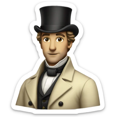 Regency man in cylinder hat with sideburns and in light suit NO MUSTACHE LIGHT SKIN sticker