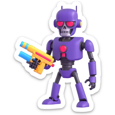 Terminator robot with water gun at Thai Songkran water festival sticker