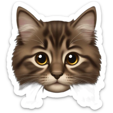 Dark Brown Siberian kitten face sticker