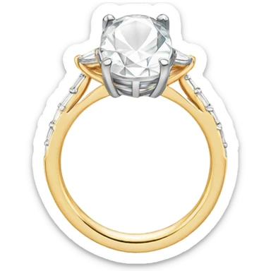gold engagement ring with oval center stone sticker