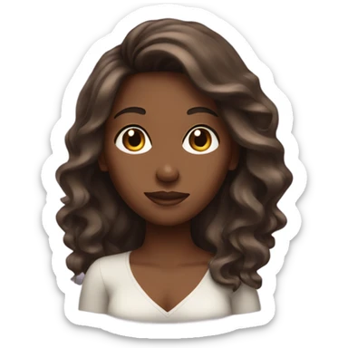 Brown skin girl with long blow out hair sticker