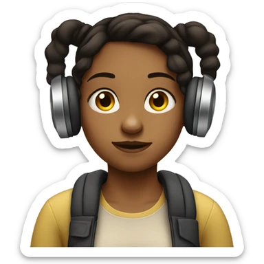 girl wearing normal clothes and listening to loud music, but not liking it sticker