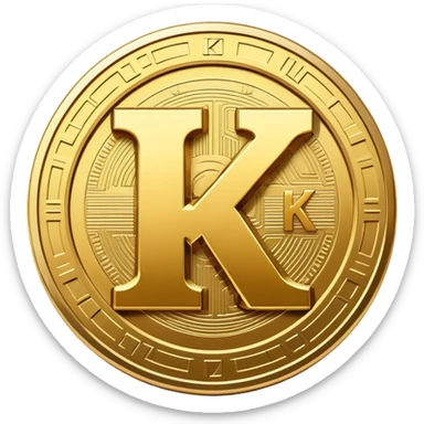 Kaspa cryptocurrency coin with the letter K logo sticker