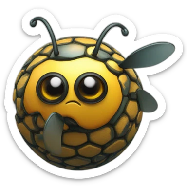 3d sphere with a cartoon Bee skin texture with Eye of Horus sticker