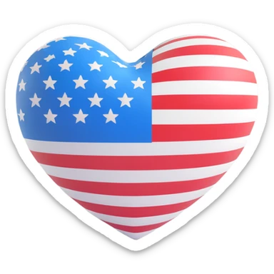 heart shape with American flag pattern sticker