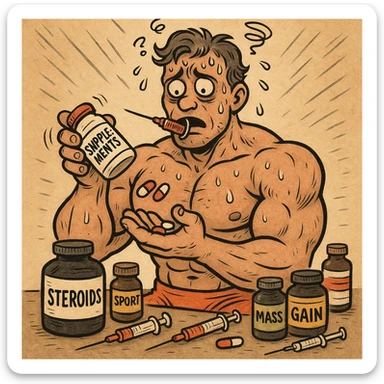  bodybuilder che fa dosaggi a caso, e quindi sta male sticker