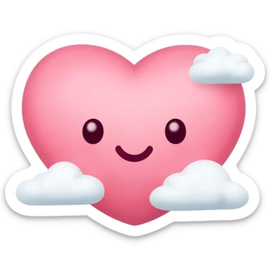 Quiero un emoji de corazón con nubes súper kawaii sticker