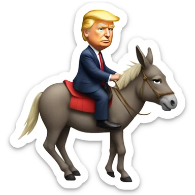 Donald Trump Riding a Donkey sticker