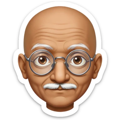 Mahatma Gandhi, Indian freedom fighter with round glasses and bald head sticker