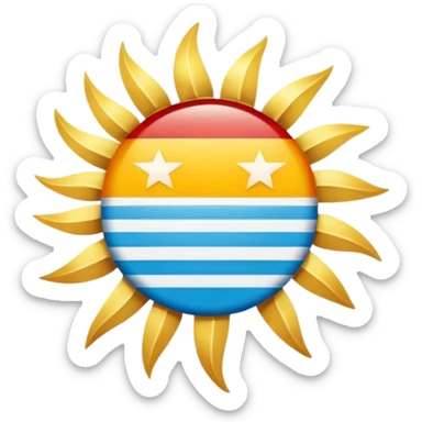 Create a flag proposal for Hispanic America, combining symbolic elements common to Hispanic-American countries:

AZUL CELESTE  
---------------------  
  ★   ★   ★   ★   ★  
     ☀  
---------------------  
VERMELHO  
```  
*(Sol central com estrelas acima, entre faixas azul e vermelha.)*   sticker