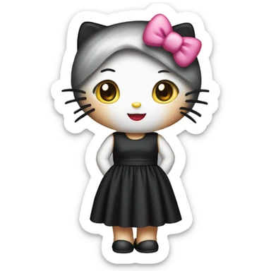 hello kitty wearing black dress sticker