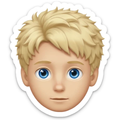 A blonde boy with fluffy hair with it short on the sides sticker