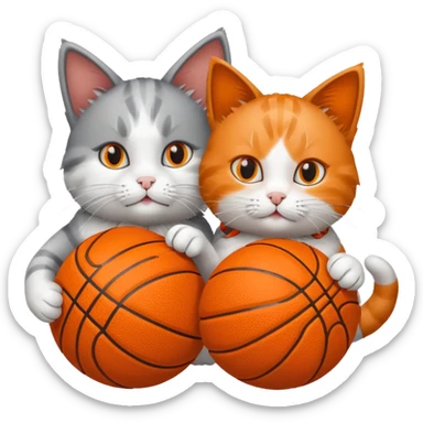 2 cats spinning basketballs sticker