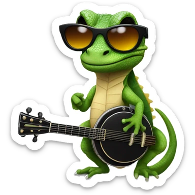 Lizard w a banjo and black sunglasses sticker