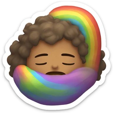 Caveman sleeping under rainbow  sticker