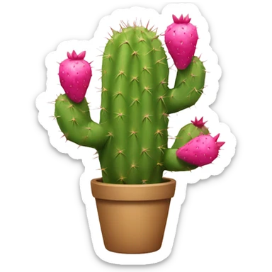 prickly cactus with pink pear fruit on top sticker