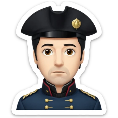Javert From Les Miserables with light skin, brown eyes, Black Hair, black outfit sticker