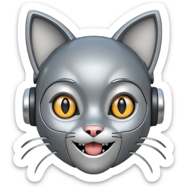 robot looking surprised with cat ears and looks funny sticker