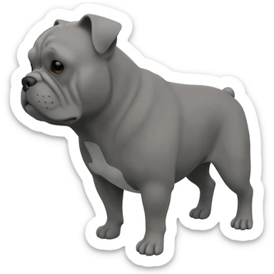 gray English bulldog full body sticker