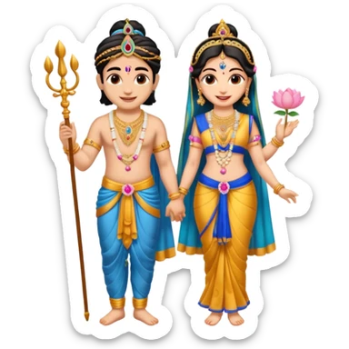 Krishna and Radha cute standing together with fuet sticker