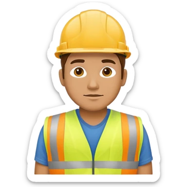 Male construction worker with yellow vest sticker