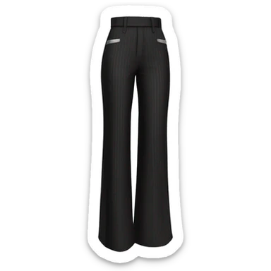 Realistic isolated side view of a pair of black high waist wide leg pants with silver pinstripes on them. sticker