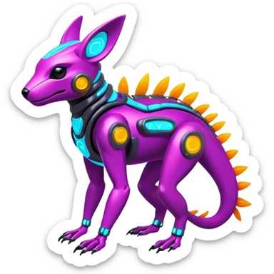 Tropical futuristic lush neon Fionbri-Vernid-Protogen-creature (full body) sticker