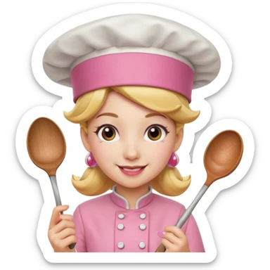 Pink chef hat princess peach with a spoon sticker