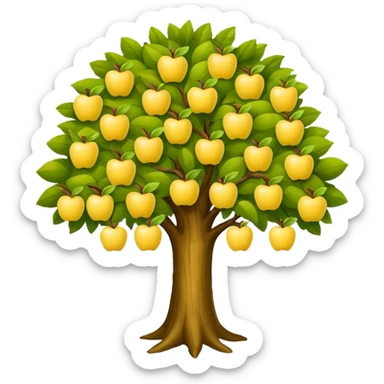 big tree with yellow apples sticker