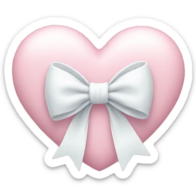 Pastel pink heart with white bow sticker