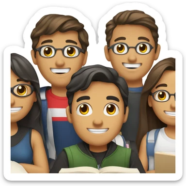 grupo de estudiantes coevaluando sticker