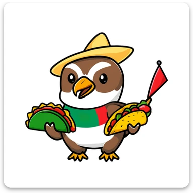 Mexican flag with eagle holding a taco instead of a snake sticker
