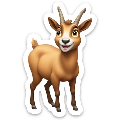 happy smiling brown chamois pointing to the left side with his hoof sticker