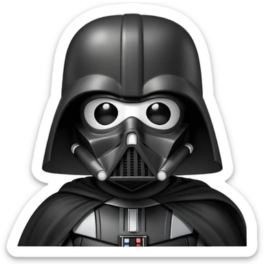 Oreo cookie as Darth Vader with black helmet, breathing mask and cape sticker