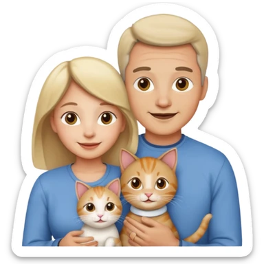 mama, papa niña y gata sticker