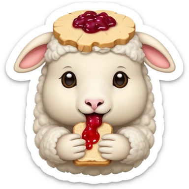 cute baby sheep eating peanut butter and jelly  sticker