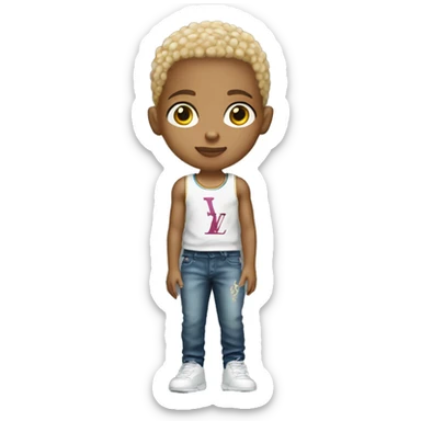 kid light skin with louis vuitton ball sticker