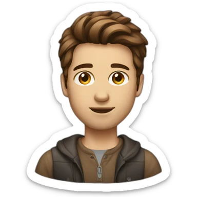 Male designer brown hair sticker