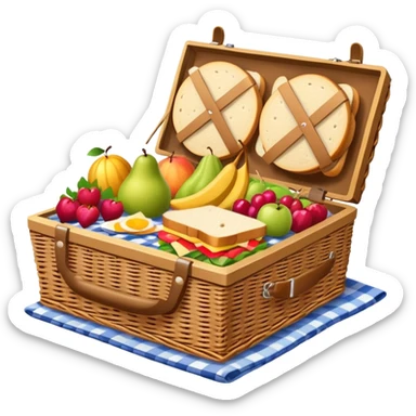 picnic basket with food on a blanket sticker