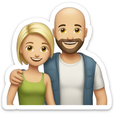 Happy-secret-couple-bald-guy-with-beard-with-boy-haircut-girl-hugging sticker