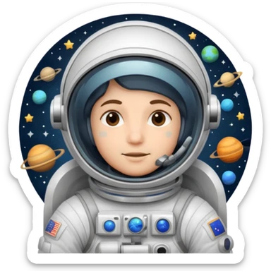 a astronaut in space showing stars and planets  sticker
