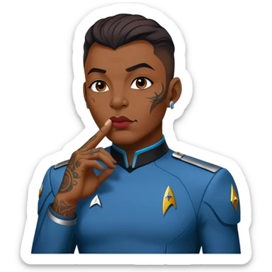 Star Trek officer with tattoos blowing a kiss  sticker
