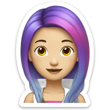 Chinese lady with rainbow hair sticker