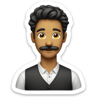 Young man with twisted moustache sticker