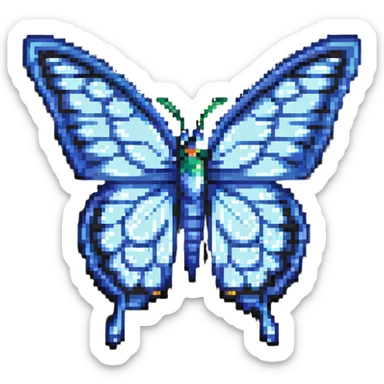butterfly with radiant wings pixel art sticker