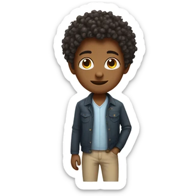 A boy with curly hair but be a programmer sticker
