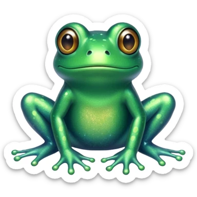 Glitter Green Frog cute sticker