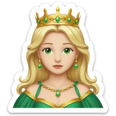 Queen Ozma from the Wizard of Oz with long blonde hair, green eyes and outfit  sticker