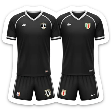 collection maillot de foot noir différents modèles (bande unique, uni, rayures) sticker