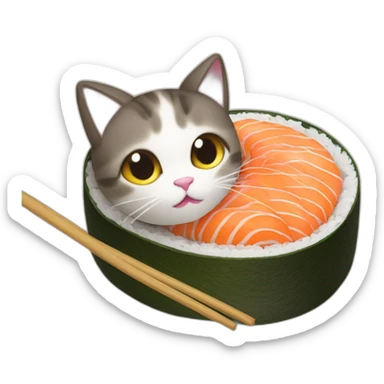 Cat in a sushi roll sticker